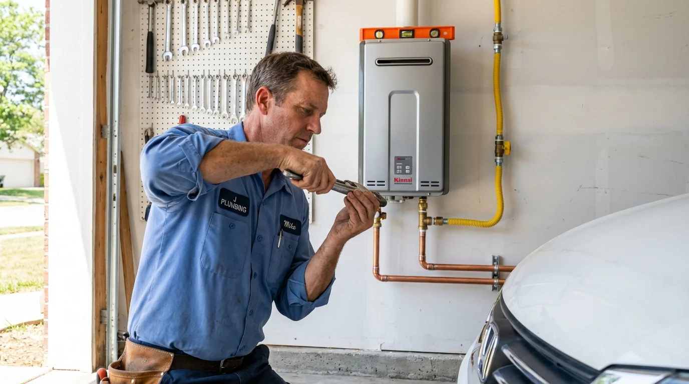 Tankless water heater installation by a Johns Plumbing LLC plumber in Channing